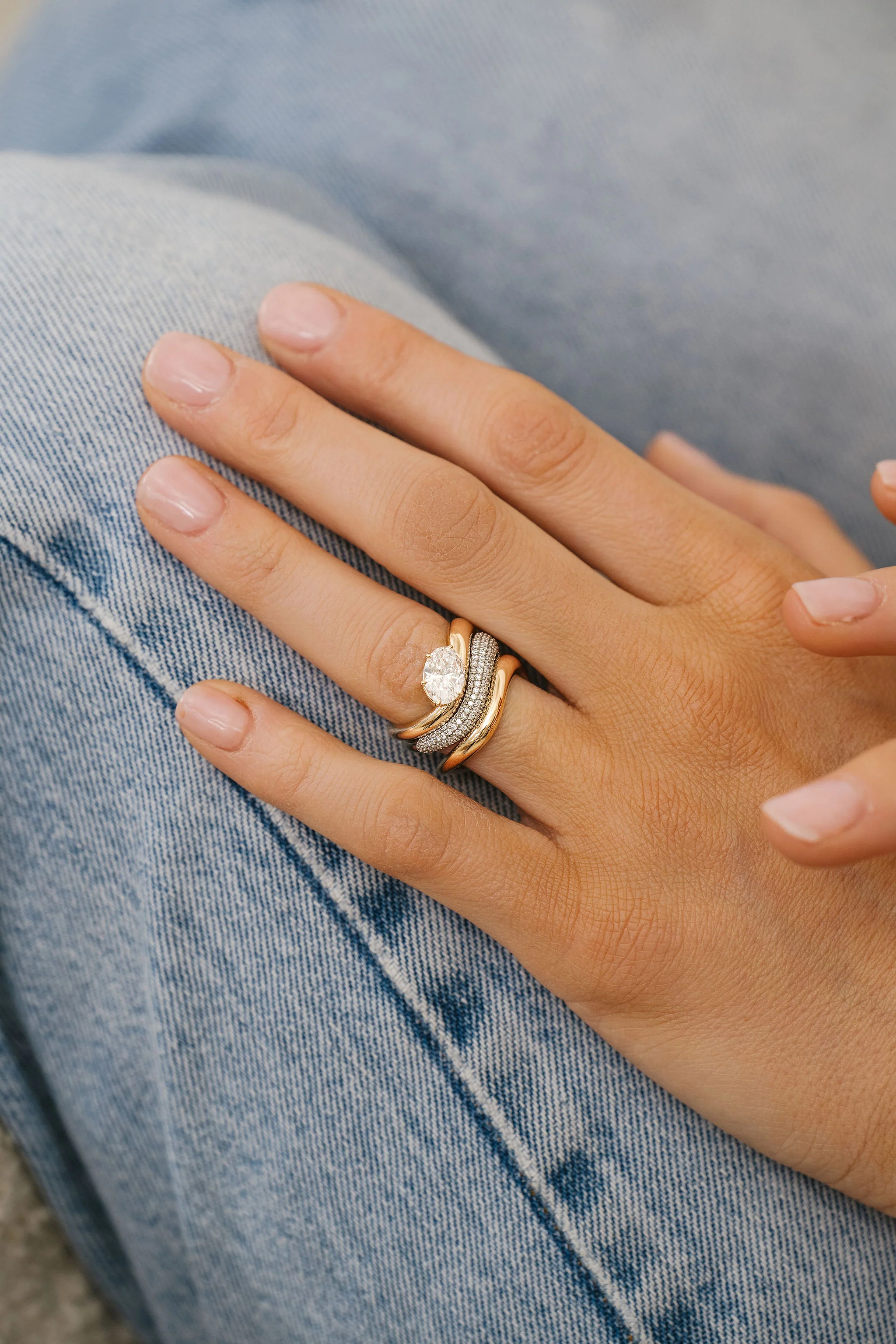 Oval Diamond Embrace Ring - Image 7