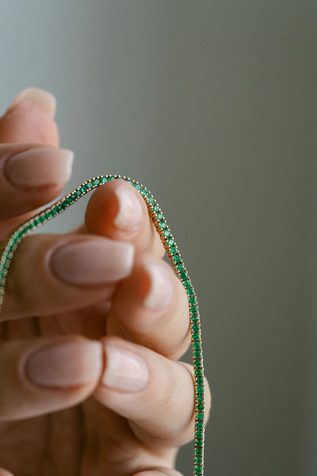 Round Emerald Tennis Necklace - Image 4